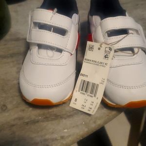 size 8 toddler reebok blue ,red and white